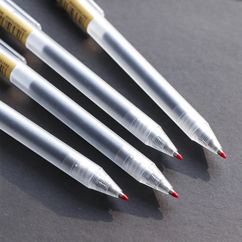 Set of twelve black retractable gel pens with frosted matte barrels and two spare refills.
