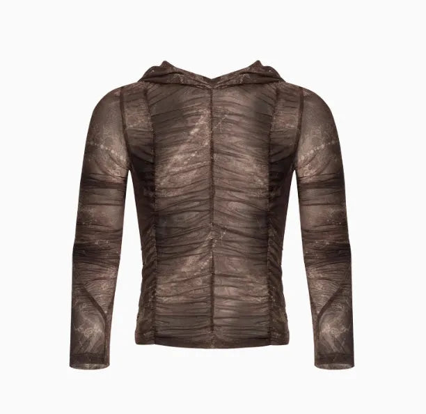 Boys lightweight ice silk bottoming shirt with pleated printing detailing in picture colour