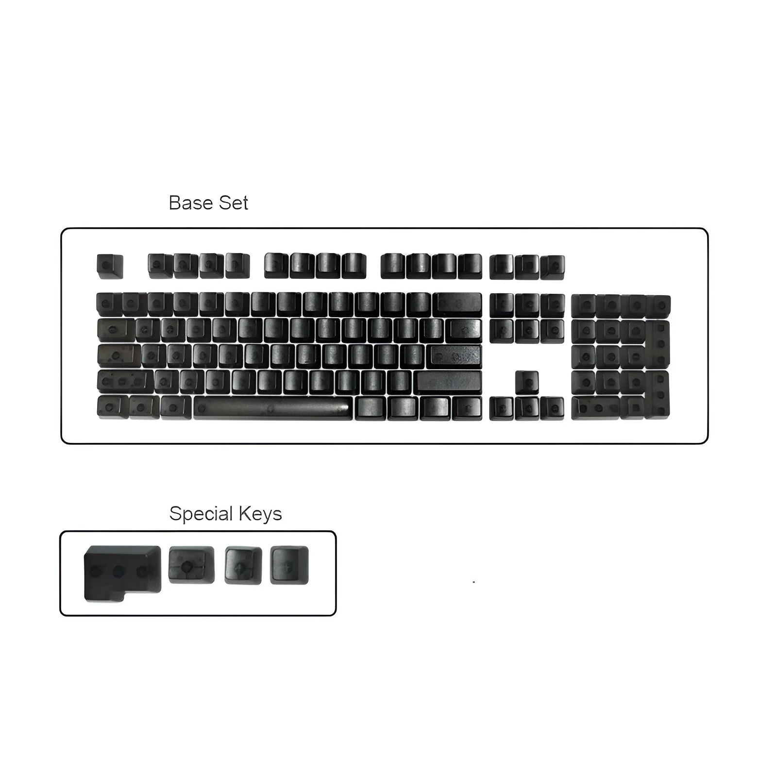104 transparent mechanical keyboard keycaps set in PBT plastic for backlit keyboards