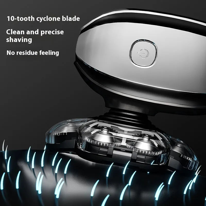 Black rechargeable 6-in-1 multifunctional hair clipper kit with attachments laid out.