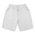Men's loose-fitting checkerboard plaid sports shorts in micro-elastic polyester, shown in a neutral colour.
