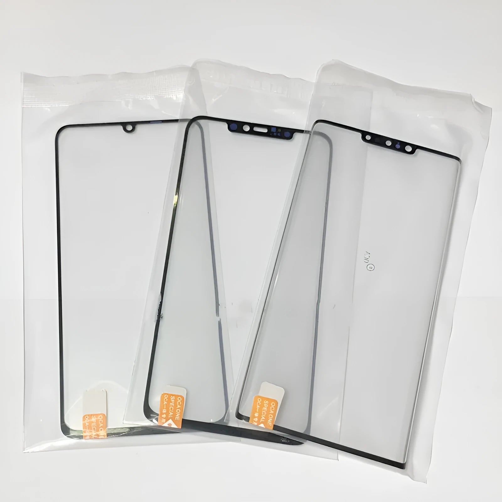 OnePlus 7 Pro replacement touch screen with OCA cover showing glass panel and logo