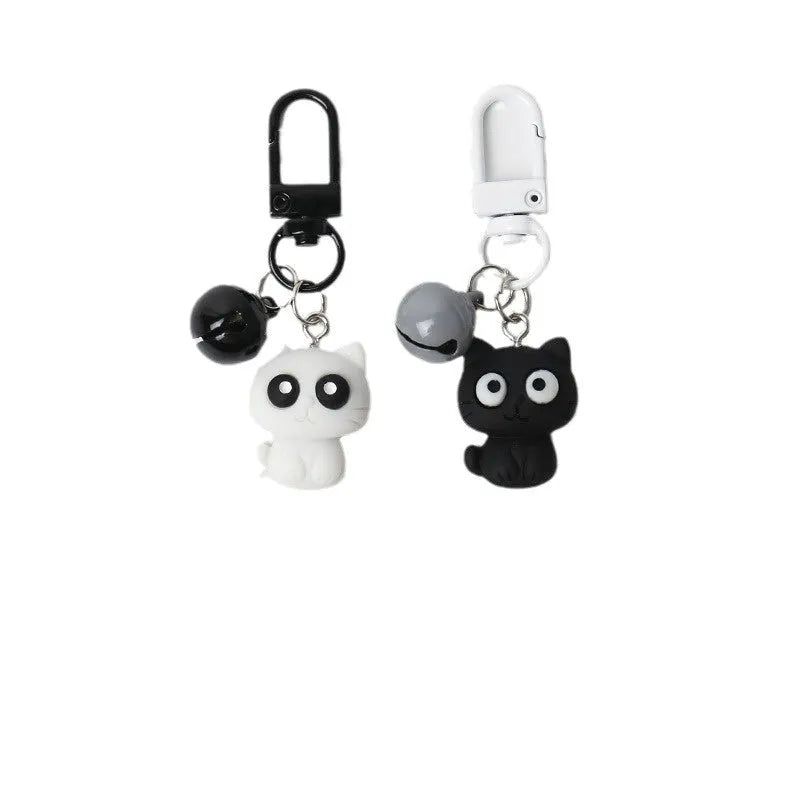 Cartoon little black cat key chain pendant on handbag, plastic resin decoration