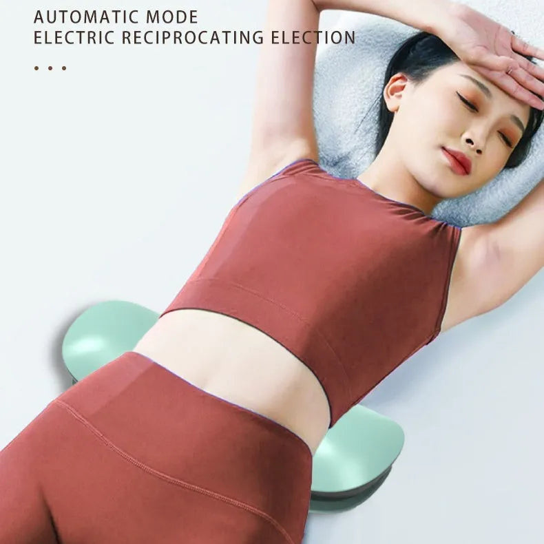 Rechargeable electric lumbar massager with light-heat therapy, 3 gears, neutral colour, faux leather finish