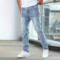 Men's stretch casual jeans in straight leg skinny fit with high elasticity cotton fabric