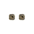 Women's alloy geometric earrings with micro inlaid zircon in chamfered square grain shape, E6449 gold finish