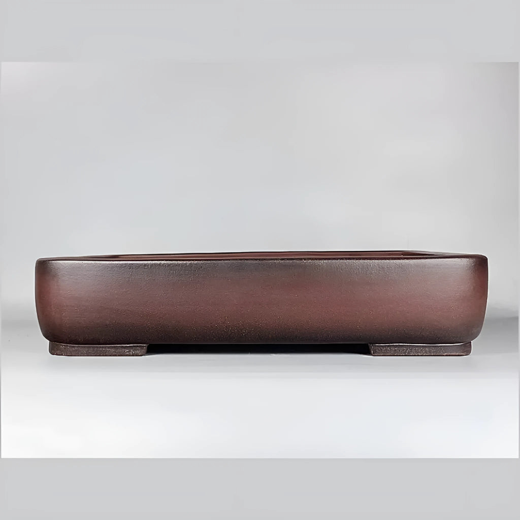 Handmade antique rectangular purple clay flower pot measuring 60 cm long.