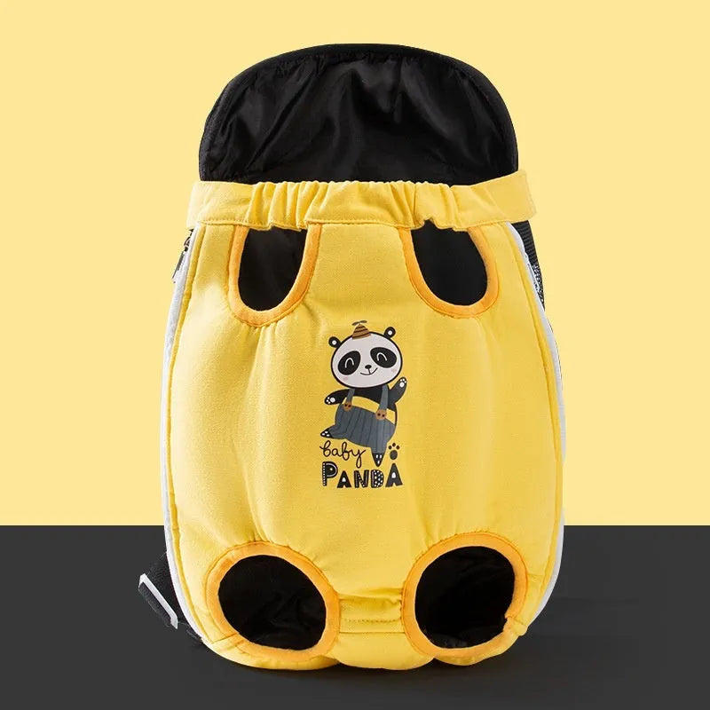 Portable cat carrier chest bag with cartoon animal pattern and adjustable shoulder strap