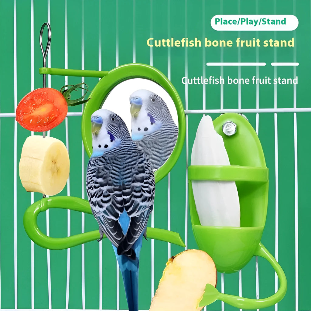 Plastic solid colour parrot feeder for birds with green squid skeleton specification option