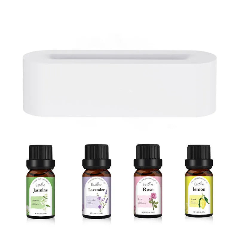 White square DQ709 flame aroma diffuser humidifier with glowing orange flame effect and water mist.