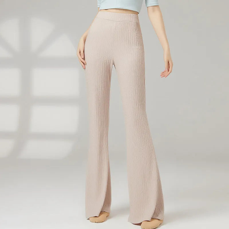 Women's solid-colour polyester dance practice trousers for classical and body training exercises