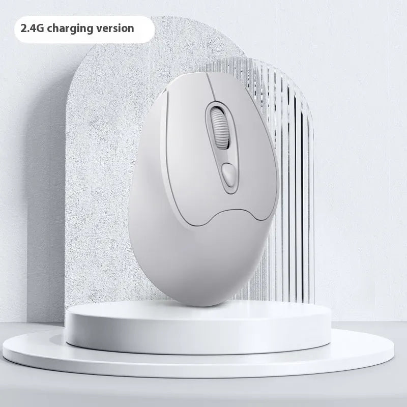 Dual-mode Bluetooth wireless mouse in grey, green, girl pink or milk tea pink colours with USB charging cable