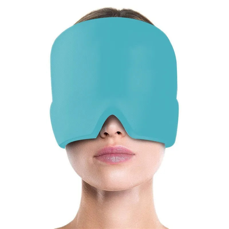 Black ice gel headache relief eye mask shown on a white background.