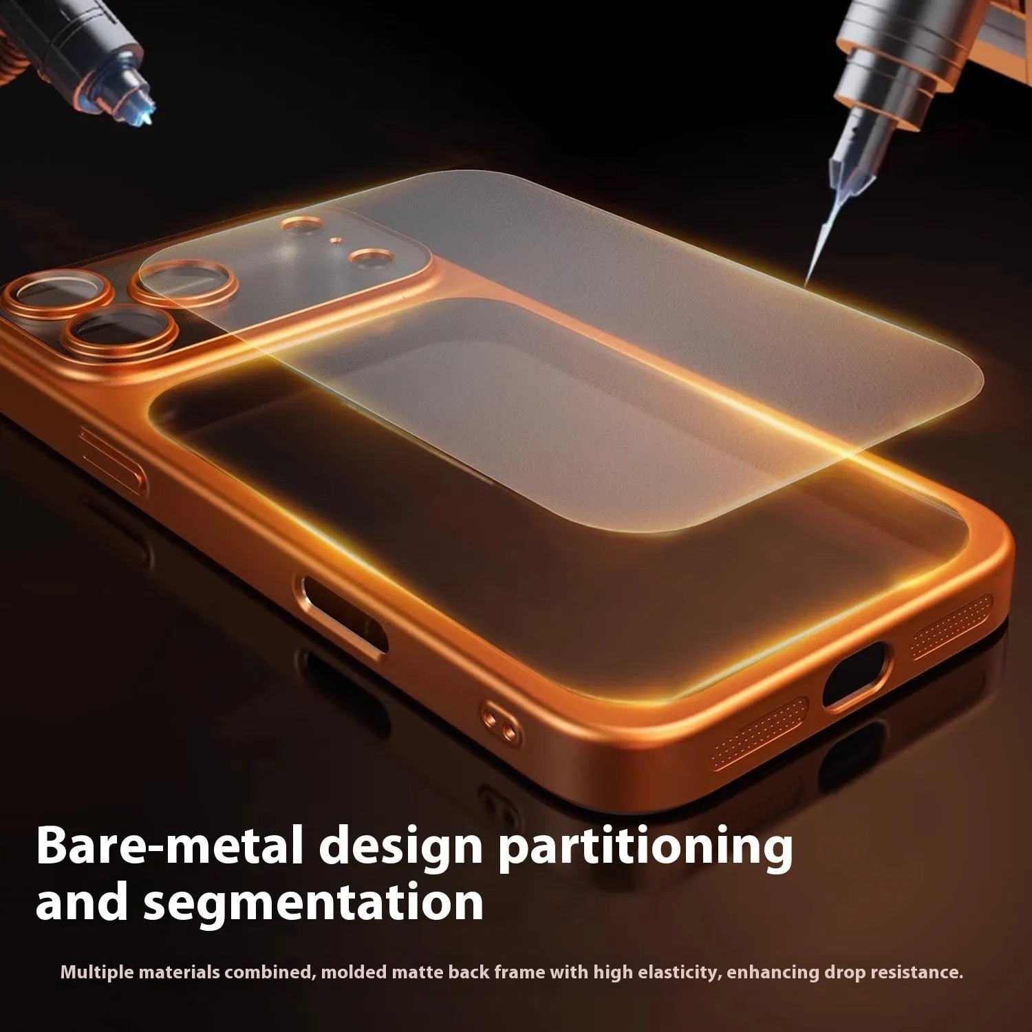 Frosted electroplating phone case for iPhone 17 in five colour options showing all-inclusive drop-resistant design