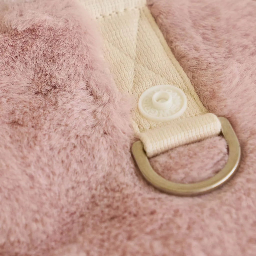 Light pink polyester warm coat costume for dogs and cats on hanger