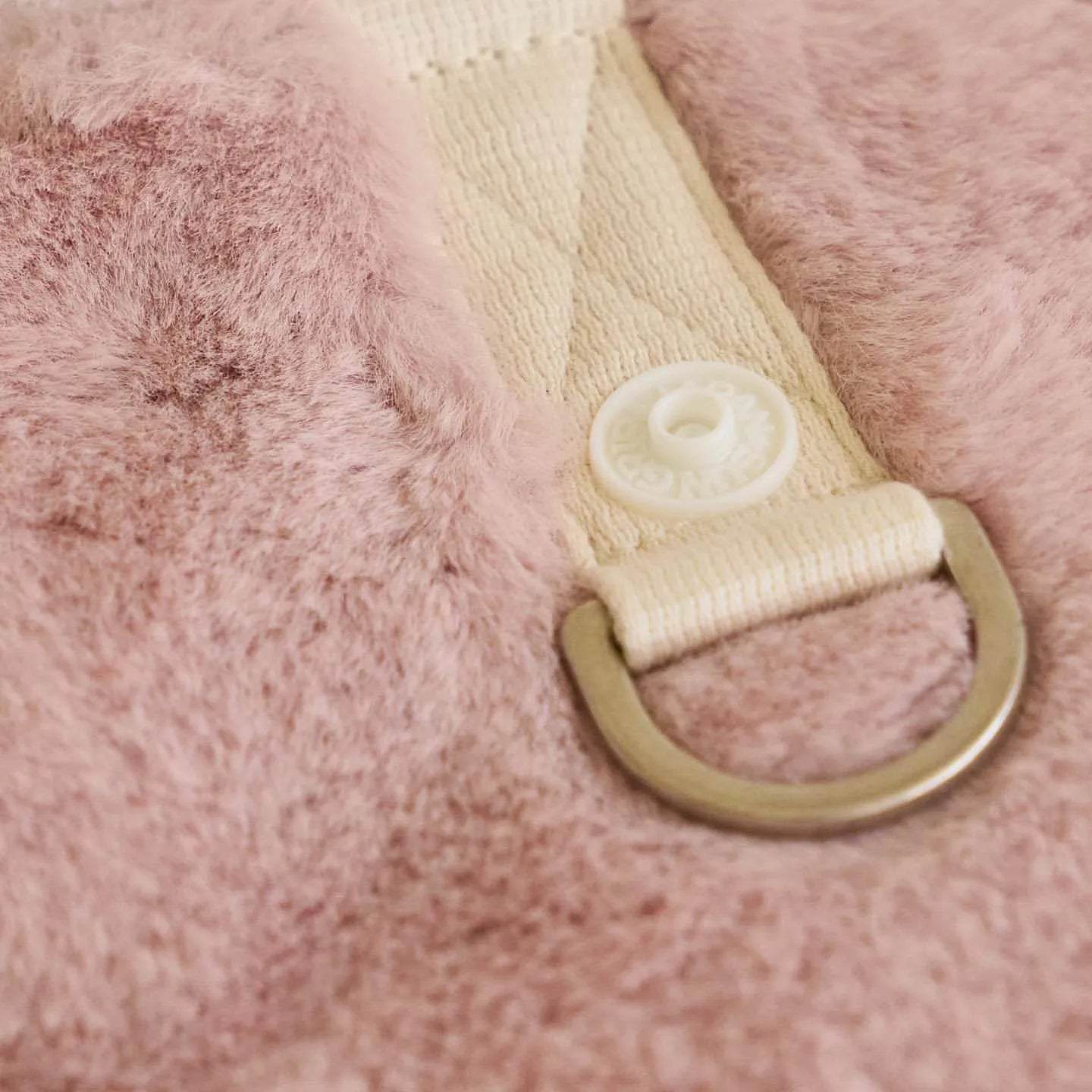 Light pink polyester warm coat costume for dogs and cats on hanger