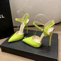 Women's ankle-strap buckle sandals with 12cm stiletto heel and fish mouth toe in Barbie Pink colour