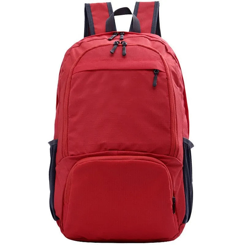 26 inch foldable waterproof backpack in Oxford cloth showing brick red colour option