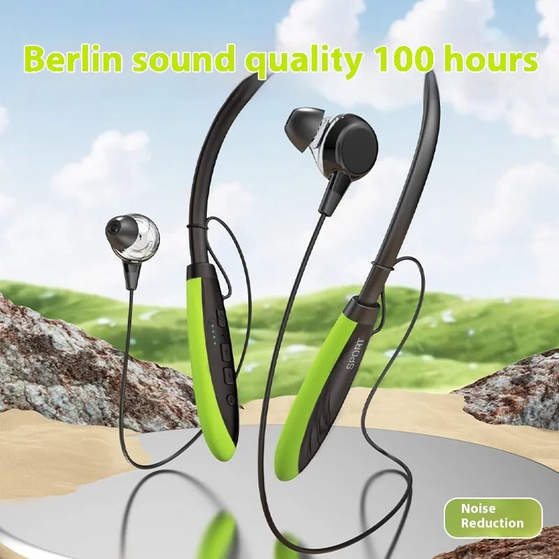 Neck wireless Bluetooth earphones with magnetic sport neckband and 9D stereo sound, available in multiple colours