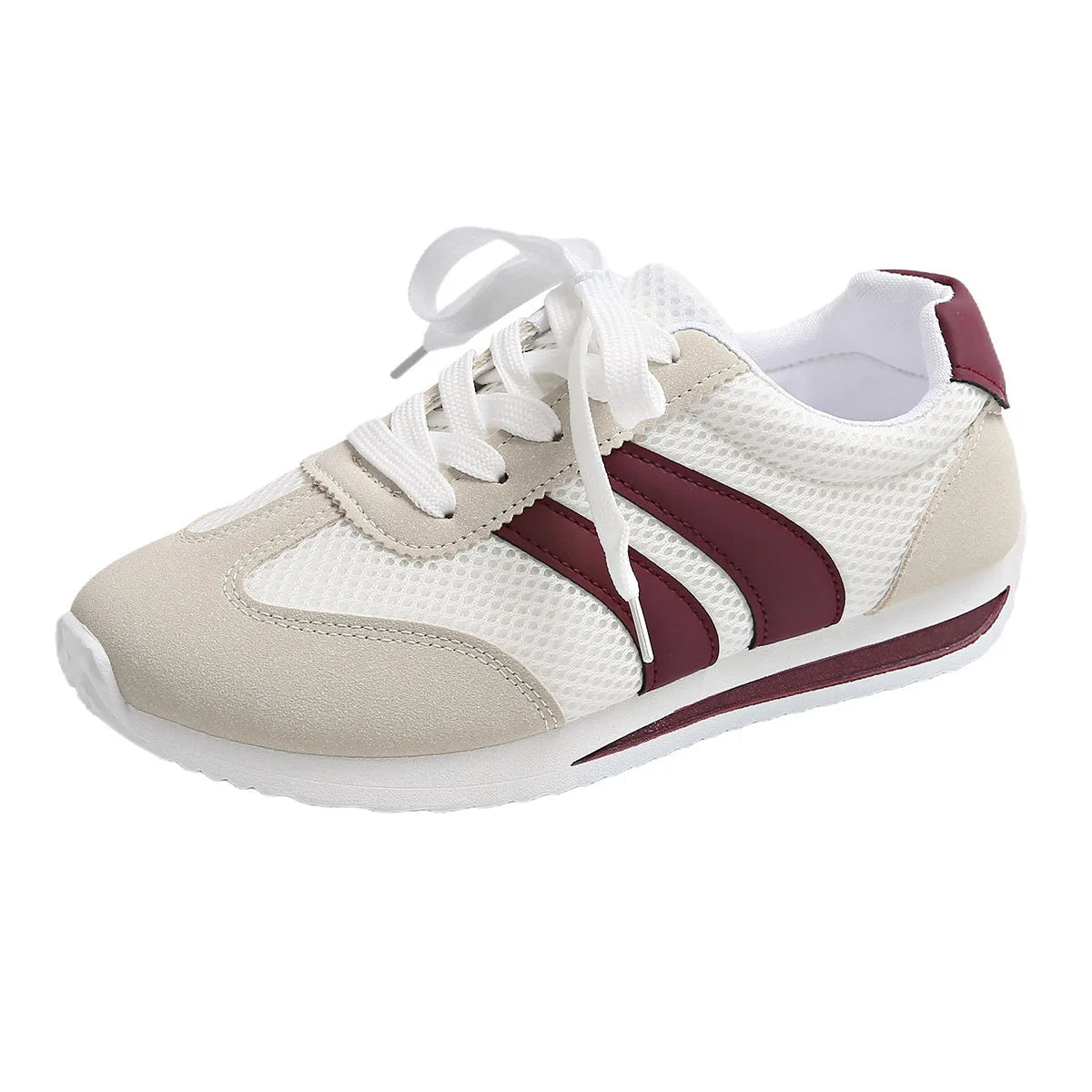 Wine red Cortez Retro sneakers with cross strap design and mesh lining