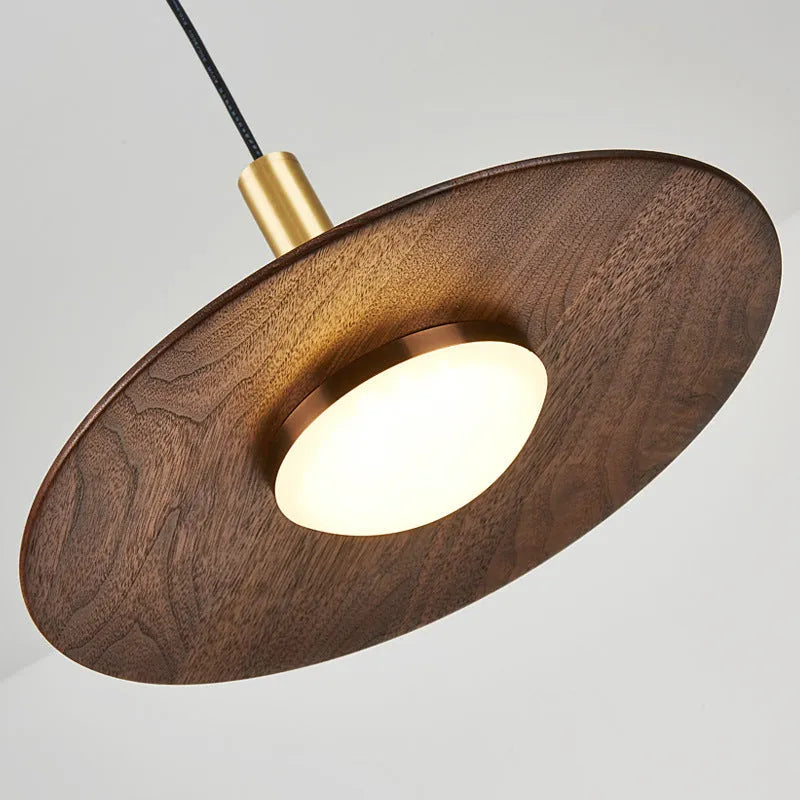New Chinese style walnut wood and copper bar chandelier with fish line design