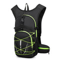 Lightweight breathable mesh hydration backpack with reflective details in black, suitable for trail running and mountain biking