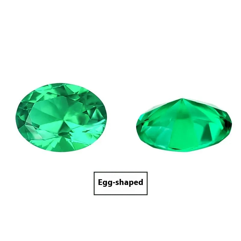 Columbia green cultivated emerald synthetic gemstone in round and emerald cut shapes