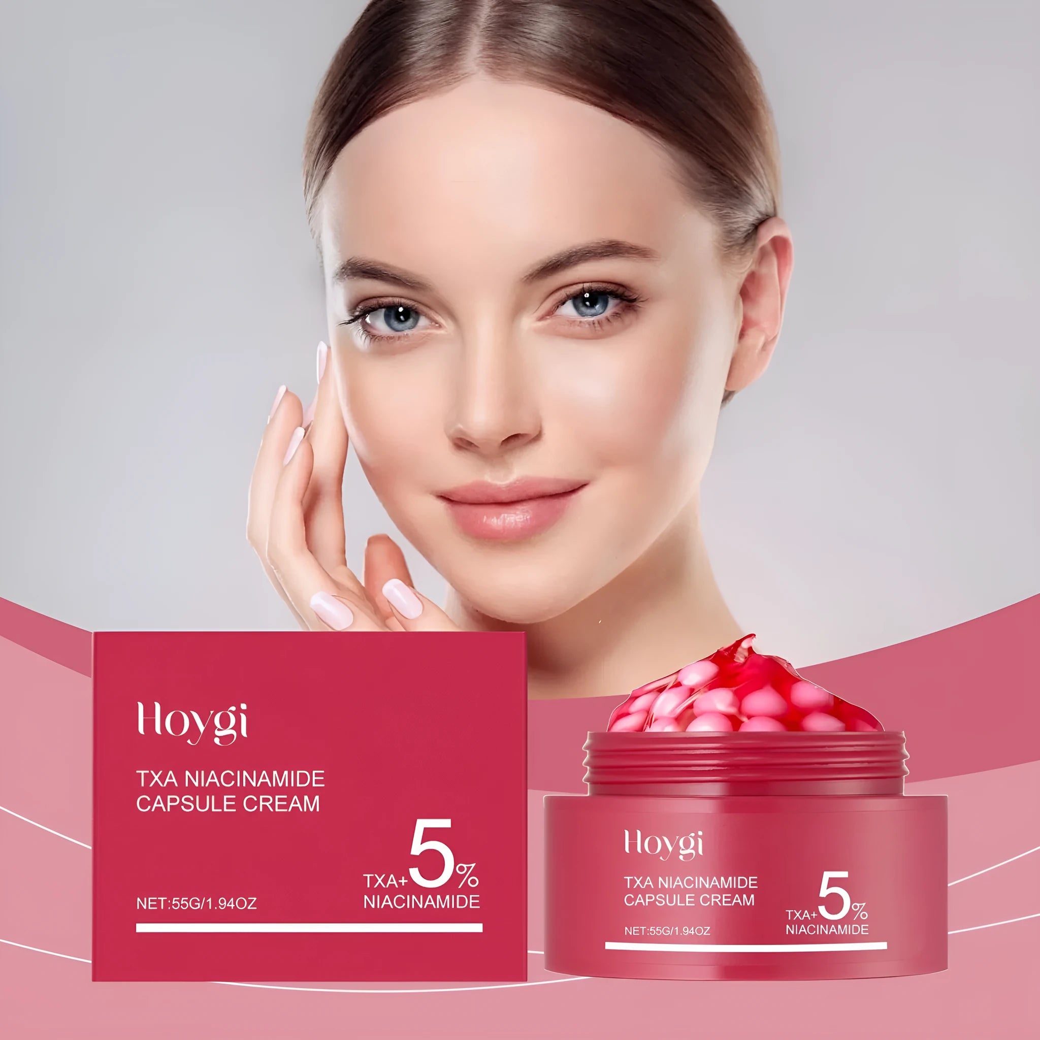 55g moisturising cream jar with nicotinamide and tranexamic acid gel formula