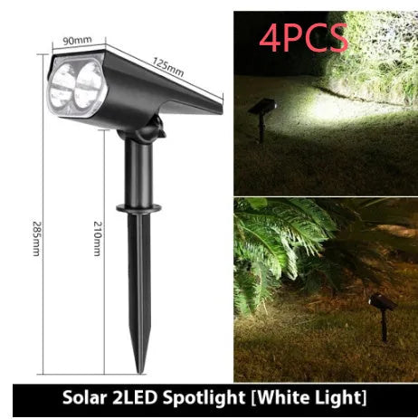 Solar spotlight lawn light with geometric abstract art design, offering 2LED or 7LED white, warm, or colourful light options