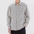 Loose fit striped shirt cardigan for teenagers in blue with cardigan front and long sleeves