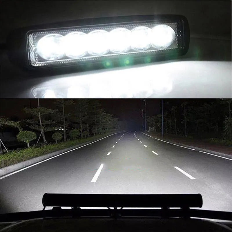 Black die-cast aluminium car auxiliary LED light with a polycarbonate lens