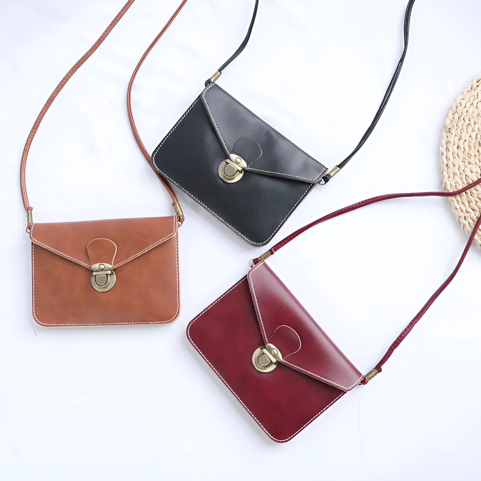 Retro soft surface shoulder messenger bag in cross square shape with flap closure