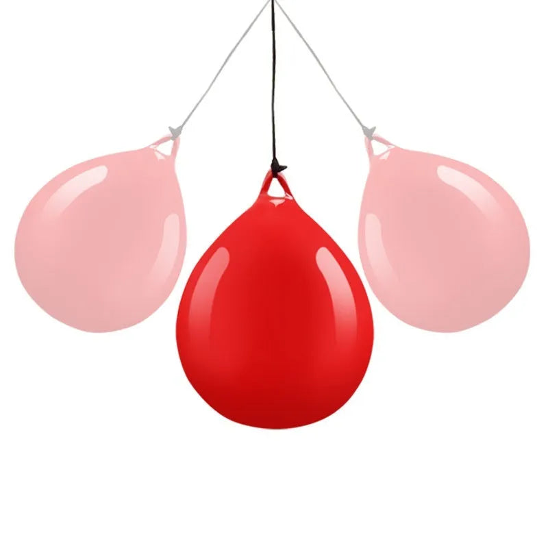 Red water-filled PVC boxing reaction ball with hook rope sling for combat sports training