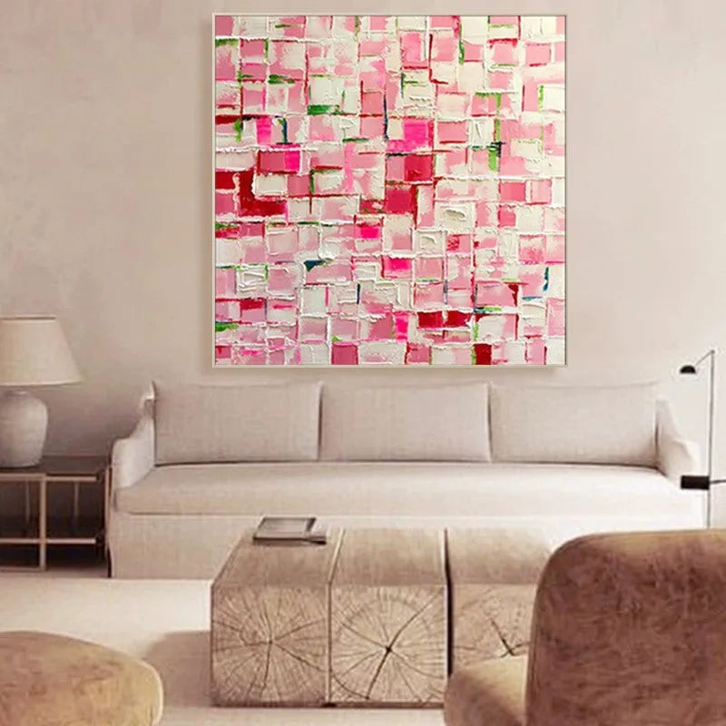 Hand painted abstract acrylic oil painting on canvas, no frame, modern art for living room decor, 60cm x 60cm size