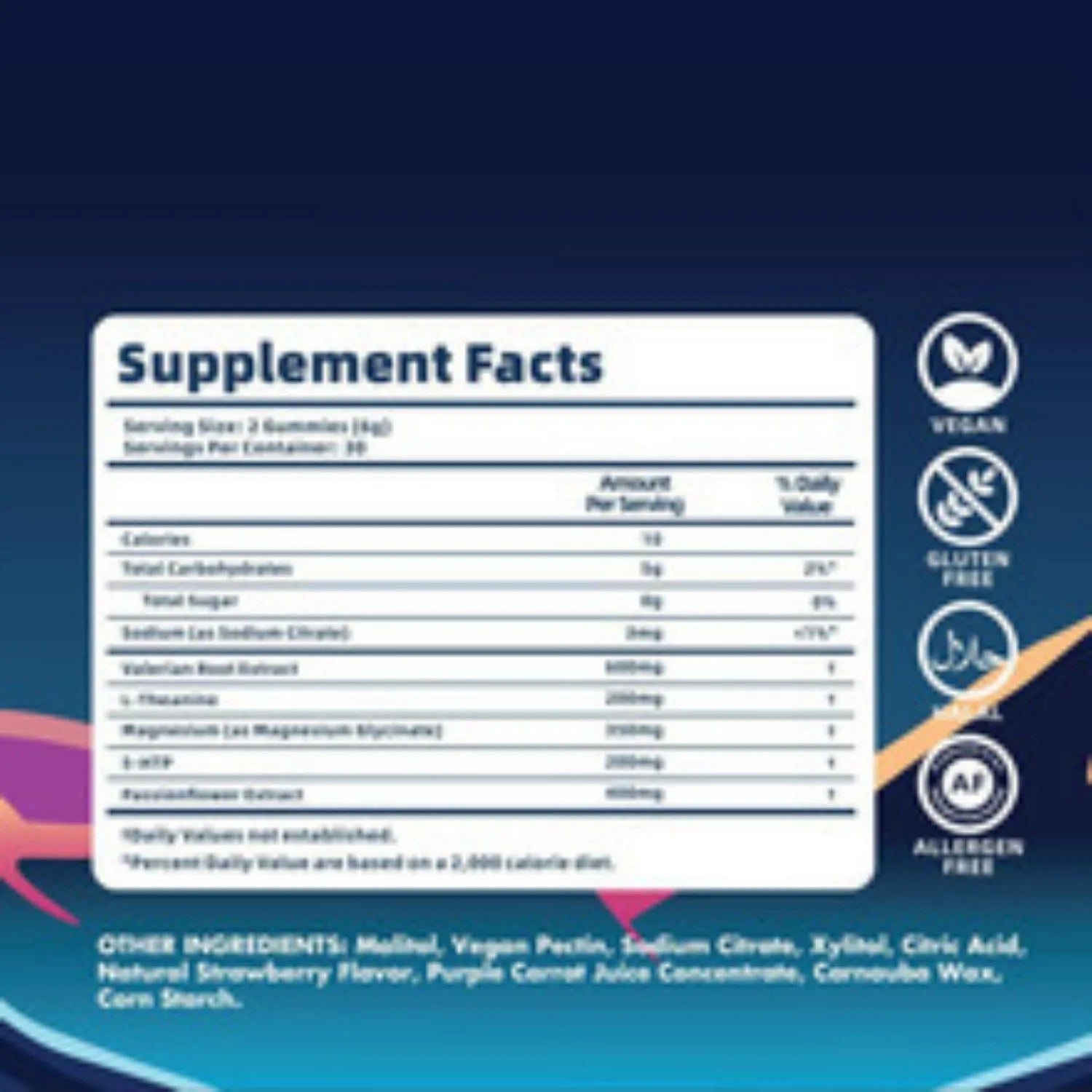 Container of 60 fruit-flavoured melatonin gummy sleep aid supplements