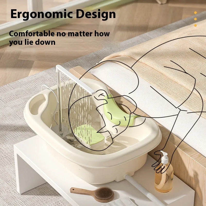 Portable shampoo basin with water pump for bed hair washing in light pink colour