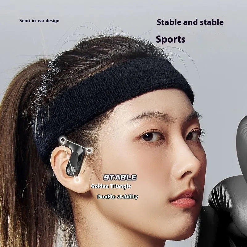 Sports running in-ear headset in ear hook style with digital display Black colour PC ABS material