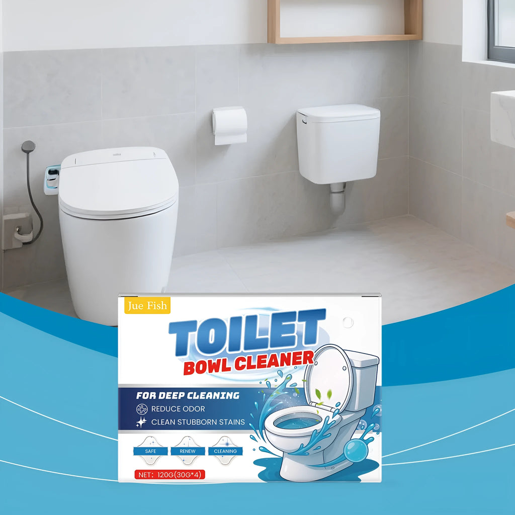 Pack of four sachets of toilet bowl cleaner powder for removing urine stains and odours