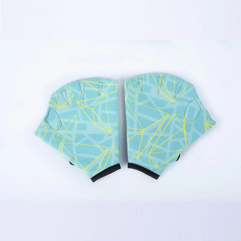 Duck feet webbed swimming gloves in multiple colour prints with nylon construction