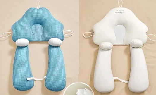 U-shaped baby head shaping pillow in pure cotton fabric with pearl cotton filler.