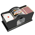 Black manual card shuffler machine with hand crank for poker games