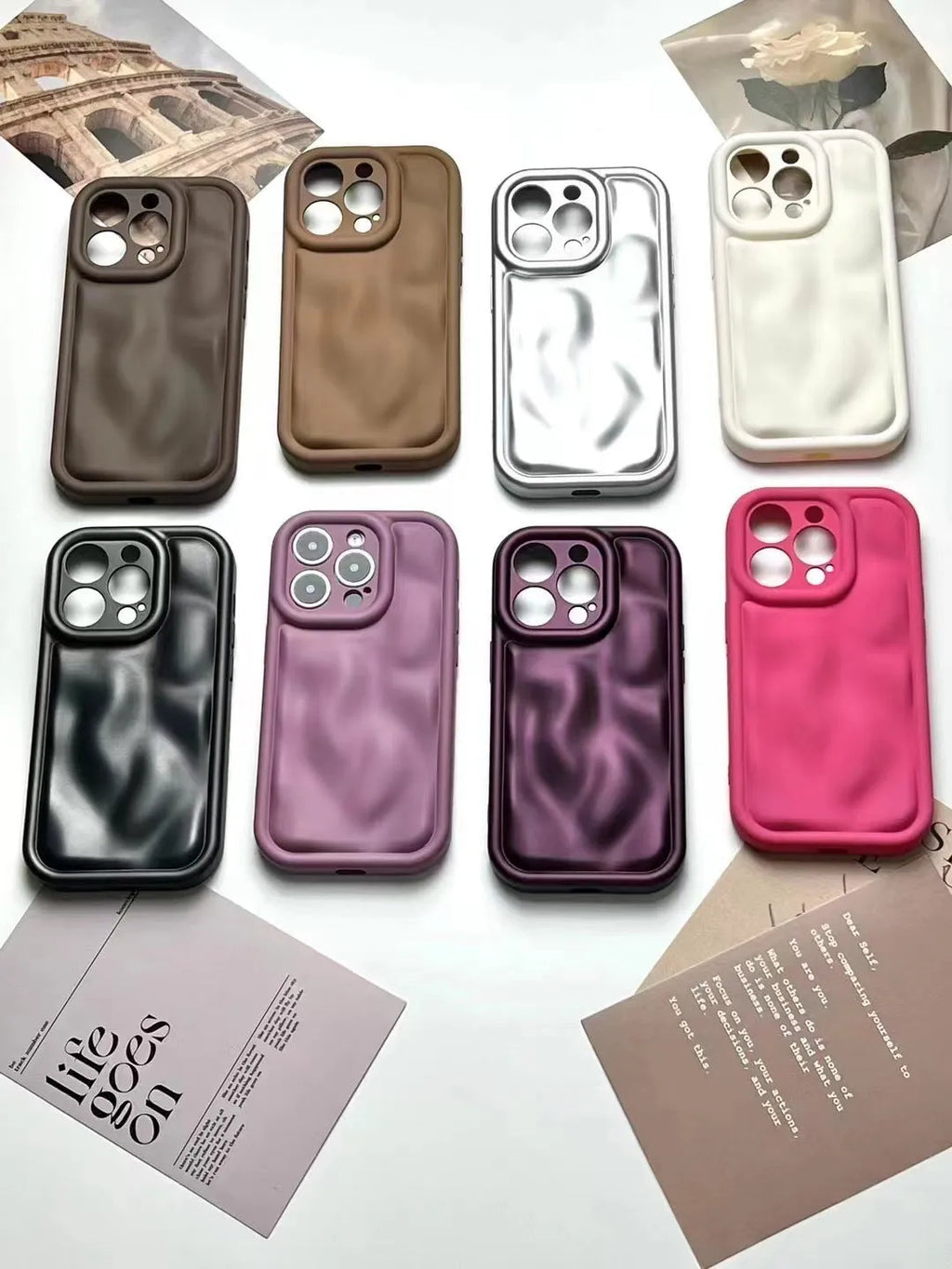 Frosted meteorite pattern three-dimensional drop-resistant soft rubber phone case for Apple iPhone, black colour showing textured surface