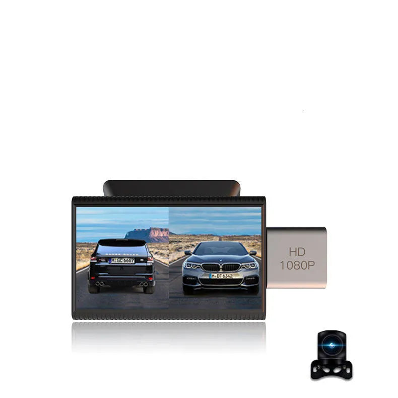 Black 4G tachograph front and rear car recorder system with dual cameras