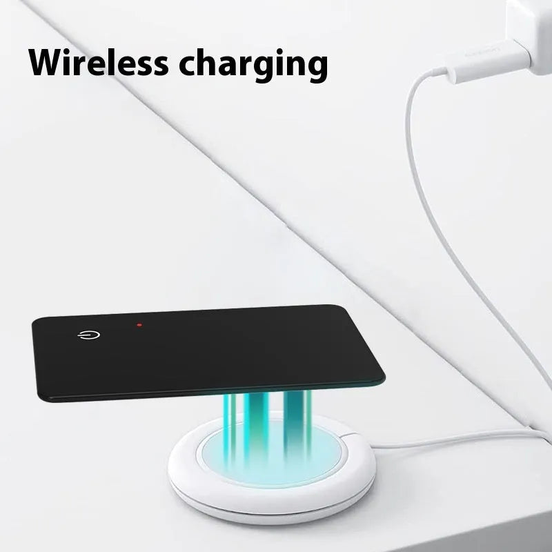 Black pet tracking card with wireless charging and NFC functionality