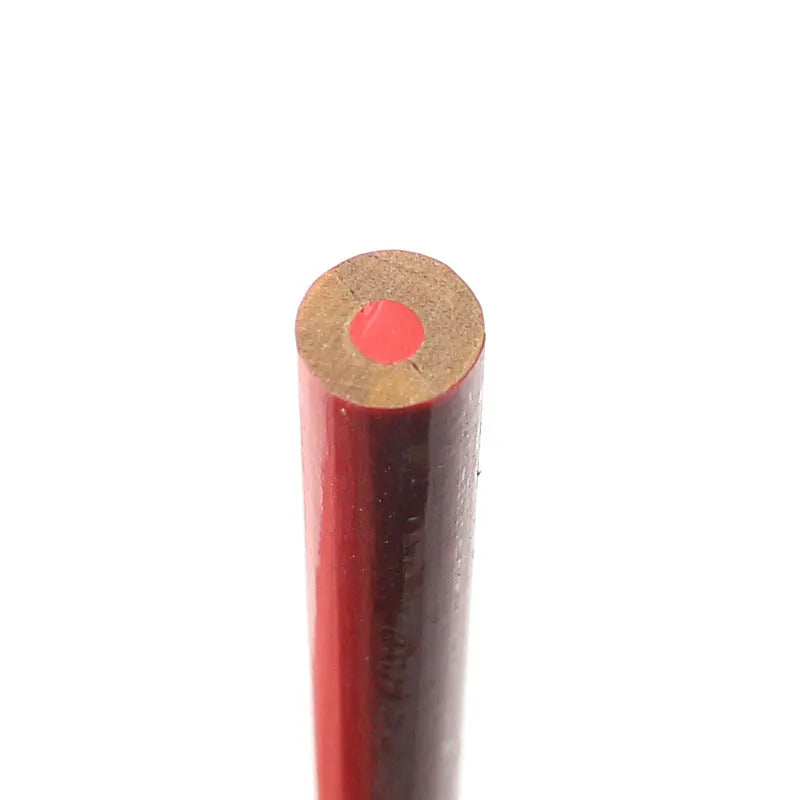 Ten red and blue two-colour carpenter pencils with round wooden barrels for marking