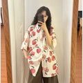 Summer Hong Kong style couple half sleeve flower shirt in 617 picture colour, loose fit, fruit pattern on polyester fabric