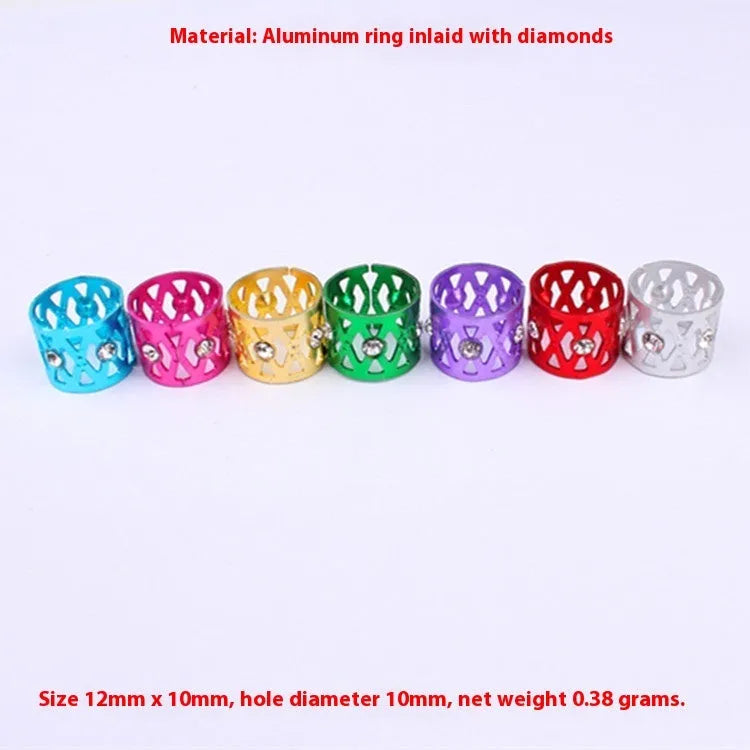 Aluminium hair ring with hollow construction in lake blue colour featuring crown design