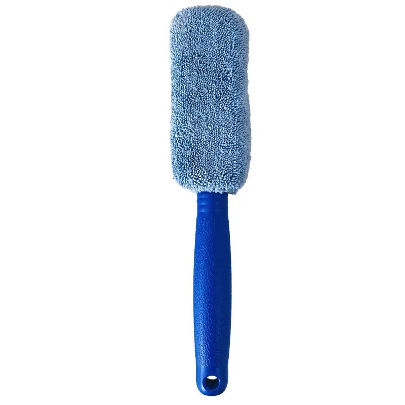 Microfiber car wash tire brush with aluminium handle for cleaning wheels