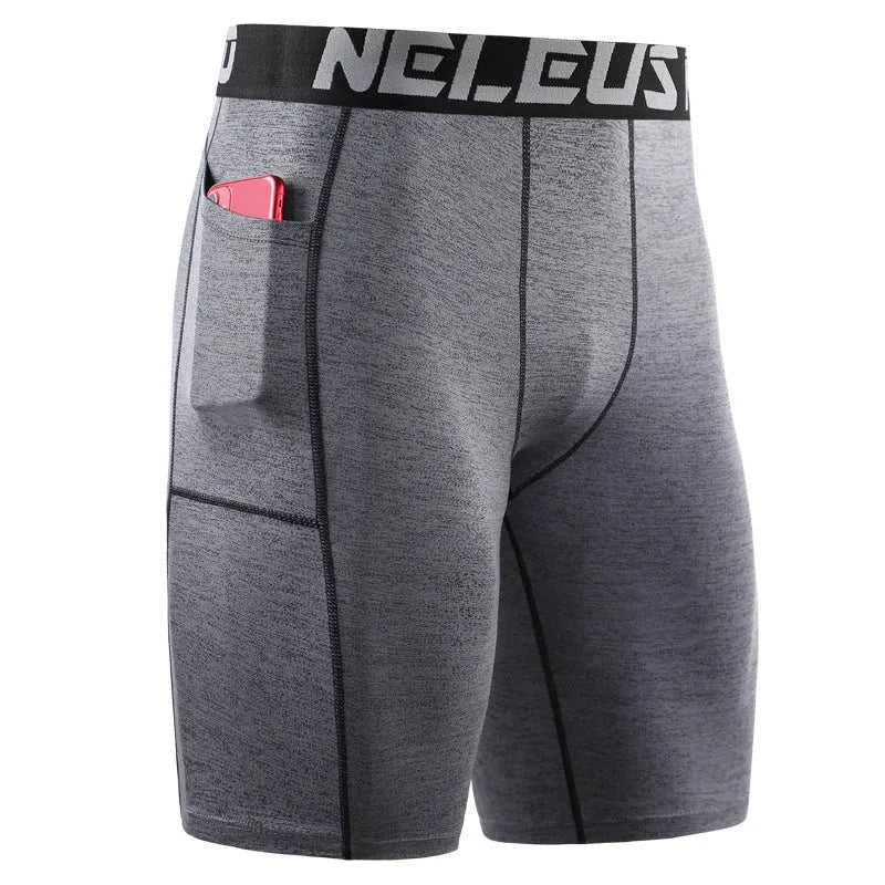 Men's black quick-dry sport shorts with tight fit for running and fitness training