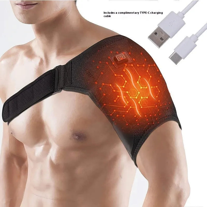 USB electric heating shoulder pad showing heating elements and padded shoulder construction